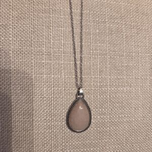 Silver and Pink Teardrop Pendant Necklace